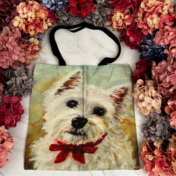 Eco-Friendly White Westie Dog Folding Tote Bag - Picture 2 of 13